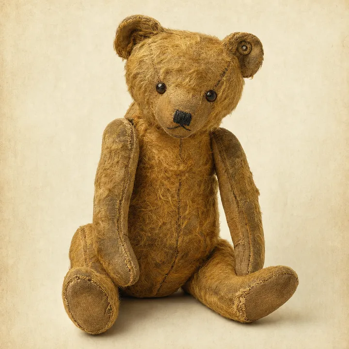 Antiker Mohair-Teddybär mit Gelenken aus den frühen 1900er-Jahren